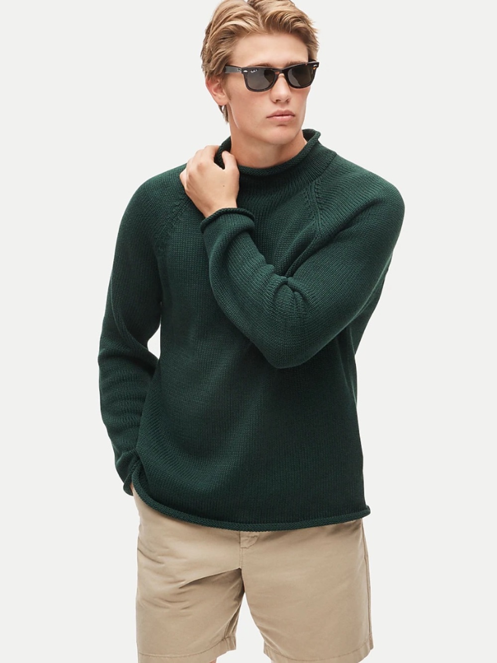 J. Crew 100% Wool Forest Green Rollneck Sweater Men’s XLT ,Dad’s Winter core